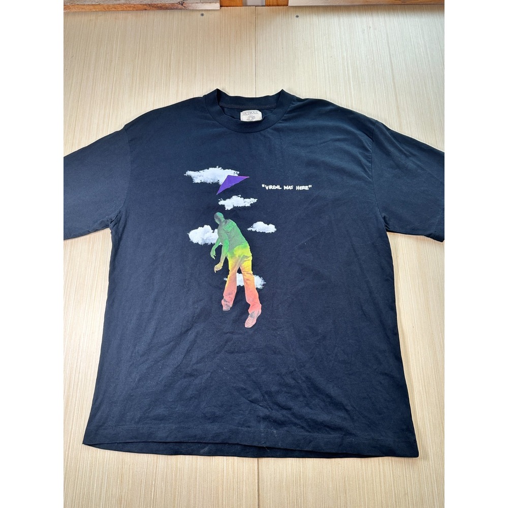Outsoul T-Shirt Mens 2XL Navy Blue Graphic Virgil Was Here Virgil Abloh Pullover